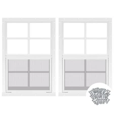 Tandefio 2 Pcs 14''x21'' White Flush Mount Shed Window with Tempered Glass an...