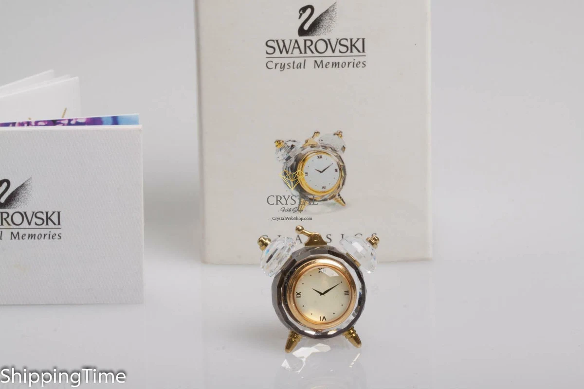 Swarovski Figurine Crystal Memories Alarm Clock Gold 219192