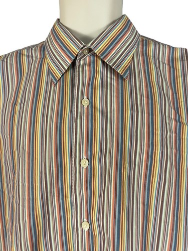 BCBG Attitude Men's XL Long Sleeve Button Up Multicolor Stripe Dress Shirt (EUC) - Picture 2 of 6