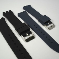 WATCH STRAP Fits SWATCH IRONY CHRONO 19mm Black Blue Rubber Silicone Quality