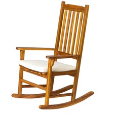 Garden Acacia Wood Rocking Chair Patio Porch Garden Slat Seat Rocker w/ Cushion