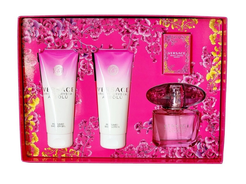 Versace Bright Crystal ABSOLU Women 4Pcs Set 3.0 oz Edp Spray & BL