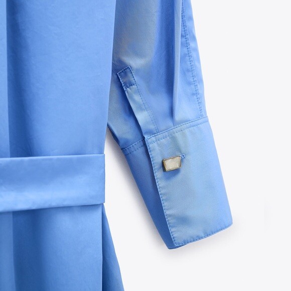 【新品】Pleated Open Shirt Dress sky Pleated Open Shirt Dress - sky / M Color