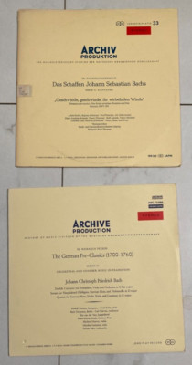 Vintage Vinyl ARCHIV X2 RED STEREO 191 162 J. S. Bach / 198 880 J.C.F. Bach NM 