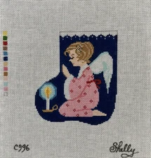 Mini Stocking Angel Prayer Christmas Shelly Handpainted Needlepoint Canvas 18ct