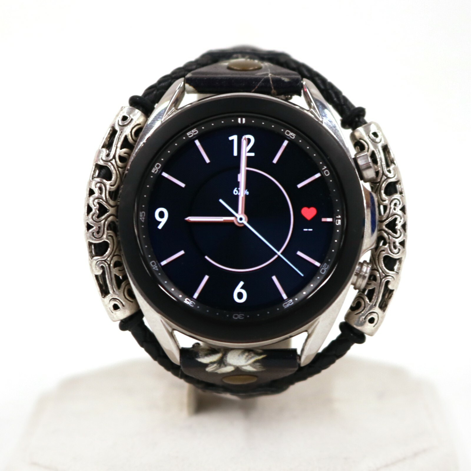 Samsung Galaxy Watch 3, 41mm, Mystic Silver, GPS, Black Floral Band