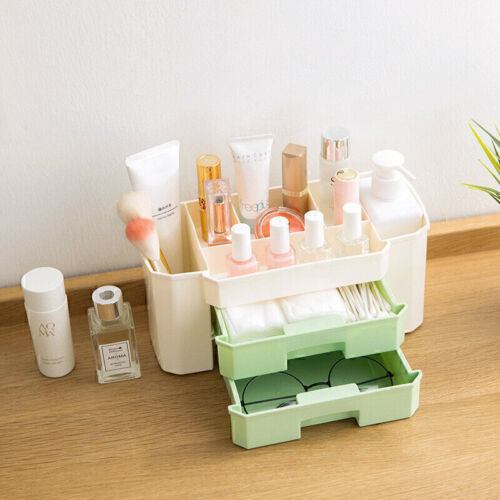 Makeup Organizer Cosmetics Storage Box with 2 Drawers Case Brush Lipstick Holder - Afbeelding 1 van 5