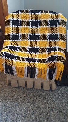 Handmade afghan black, white and Crocheted and Size is 40x40  🇺🇸