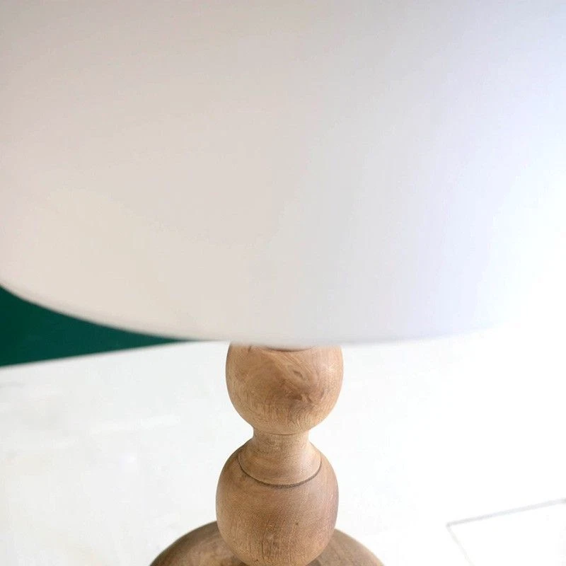 Classic Turned Wood Spindle Shape Table Lamp 32 in White Shade Traditional - Image 3 of 4