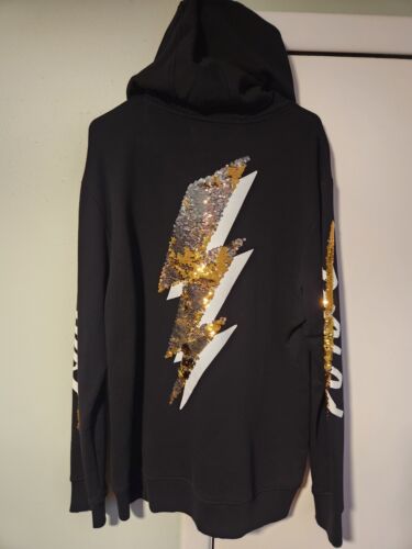 INC (International Concepts) Mens Sequin Thunderbolt Hoodie- Size Large - 第 1/3 張圖片