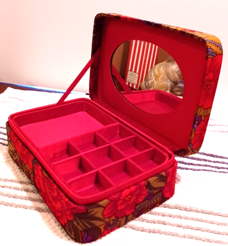 CLEAN VICTORIA SECRET PRETTY FLORAL MIRRORED JEWELRY BOX----7 1/8" W x 2 1/8" T - Picture 6 of 9