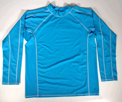 Lands End Long Sleeve Rash Guard Boys XL HUSKY 14H-16H Youth Blue Swim Top Shirt