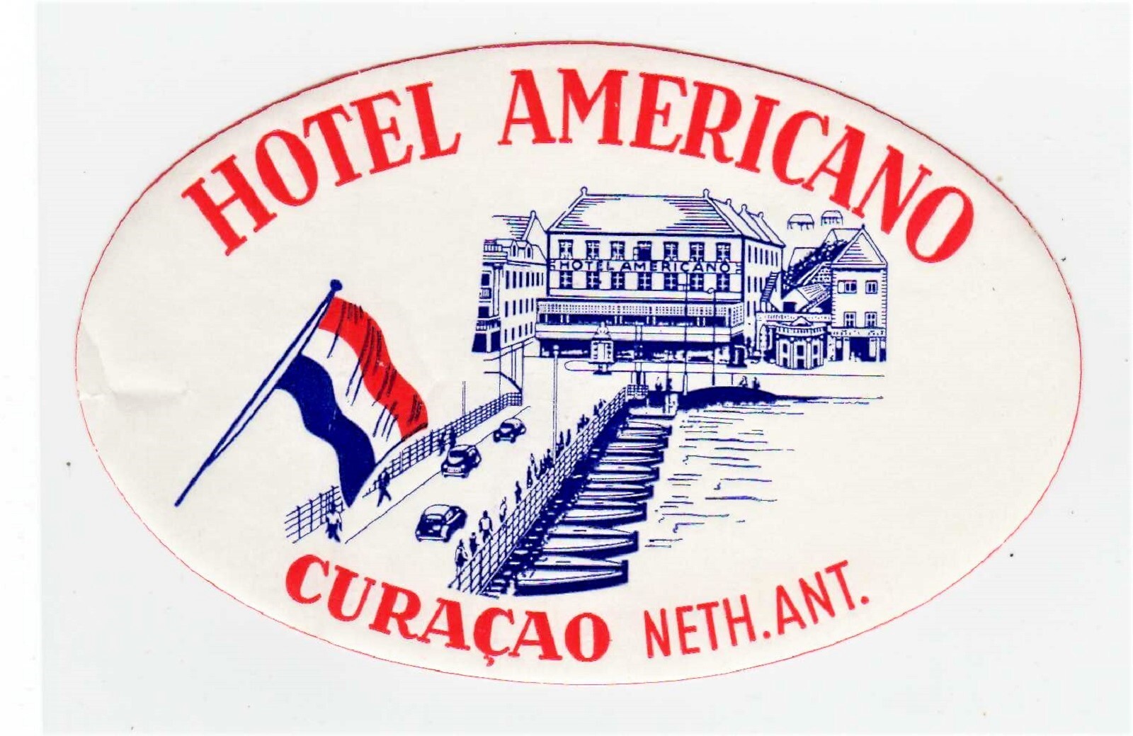 Luggage Tag Curacao Hotel Americano Netherlands Antilles SB