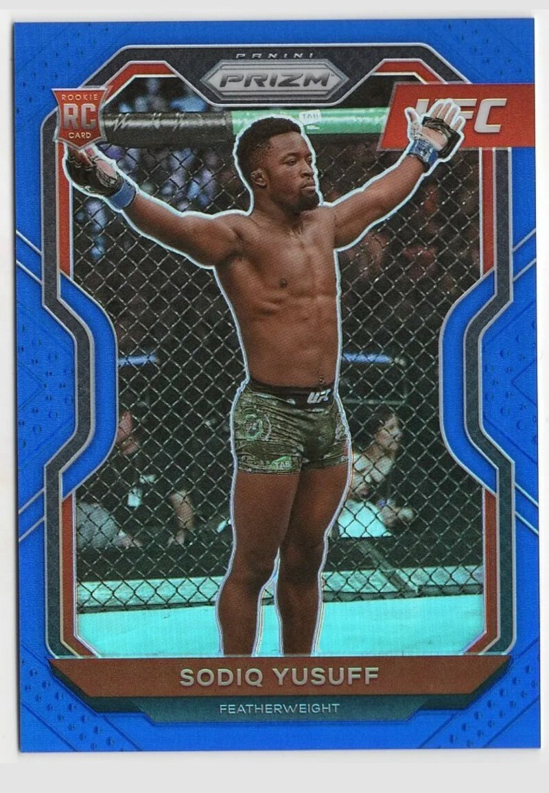 2021 Panini Prizm UFC Sodiq Yusuff RC #71 Blue Prizm Rookie Featherweight /199