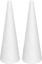 Foam Cones for DIY Arts and Crafts 4.65 X 15.7 In, 2 Pack , White Polystyrene C