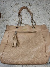 NINE WEST~Vintage~Tan Leather Handbag~Snap Closure~Leather Tassel (B22)