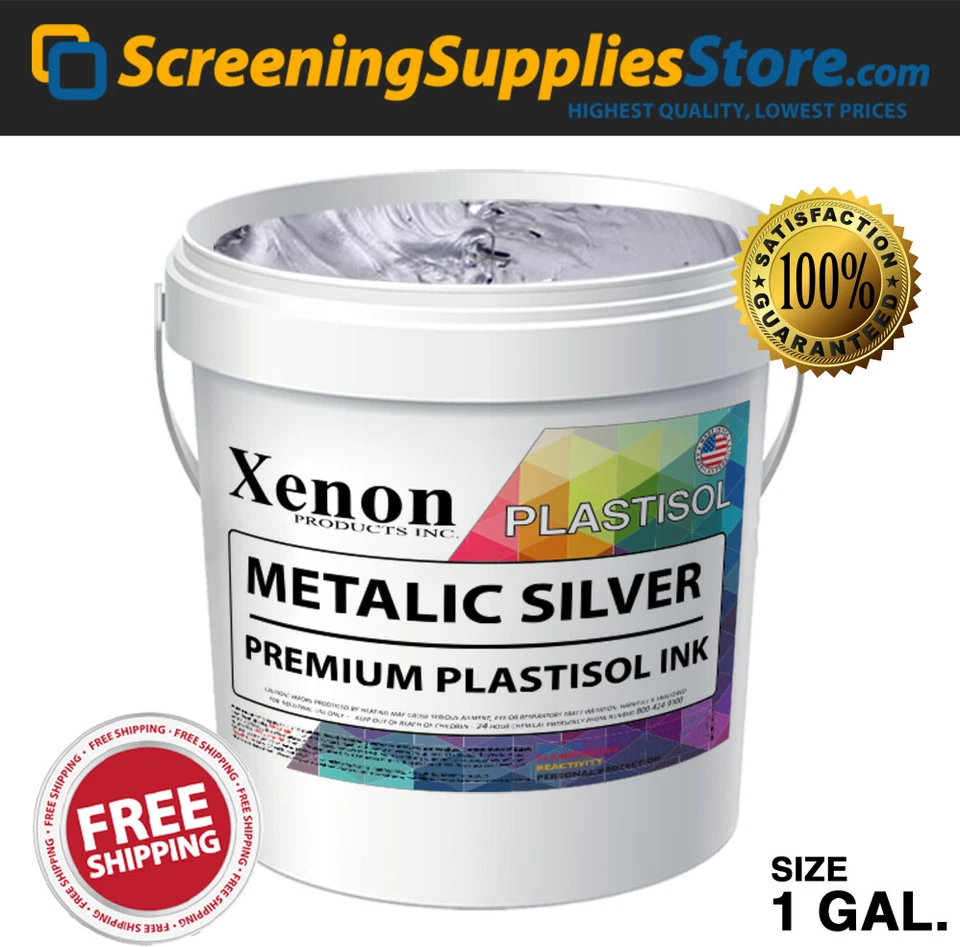 XENON SCREENINGSUPPLIESSTORE Xenon - Metallic Silver Plastisol Ink For Screen Printing - 1 Gallon 128oz
