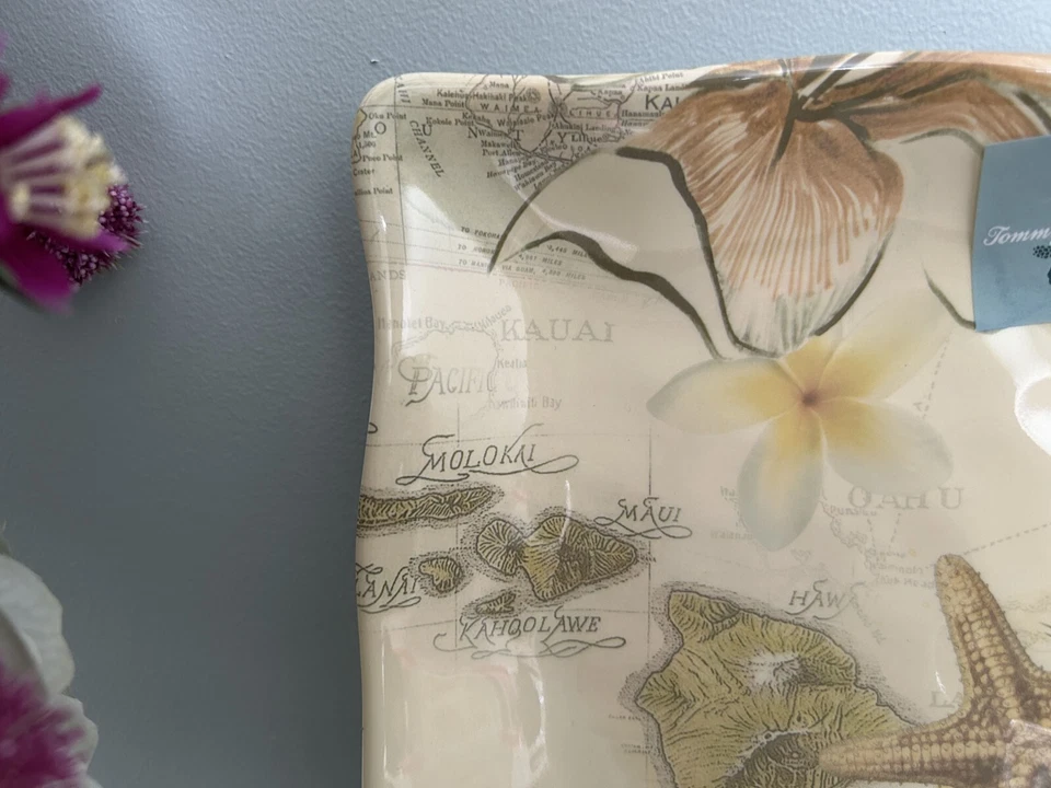 Tommy Bahama Square Wavy Serving Platter, Hawaiian Islands, NEW - Image 3 of 4