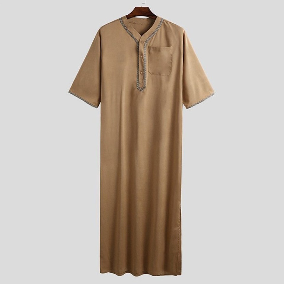 Nightdress Male Robe Men Muslim Nightgown Polyester Abaya Arab