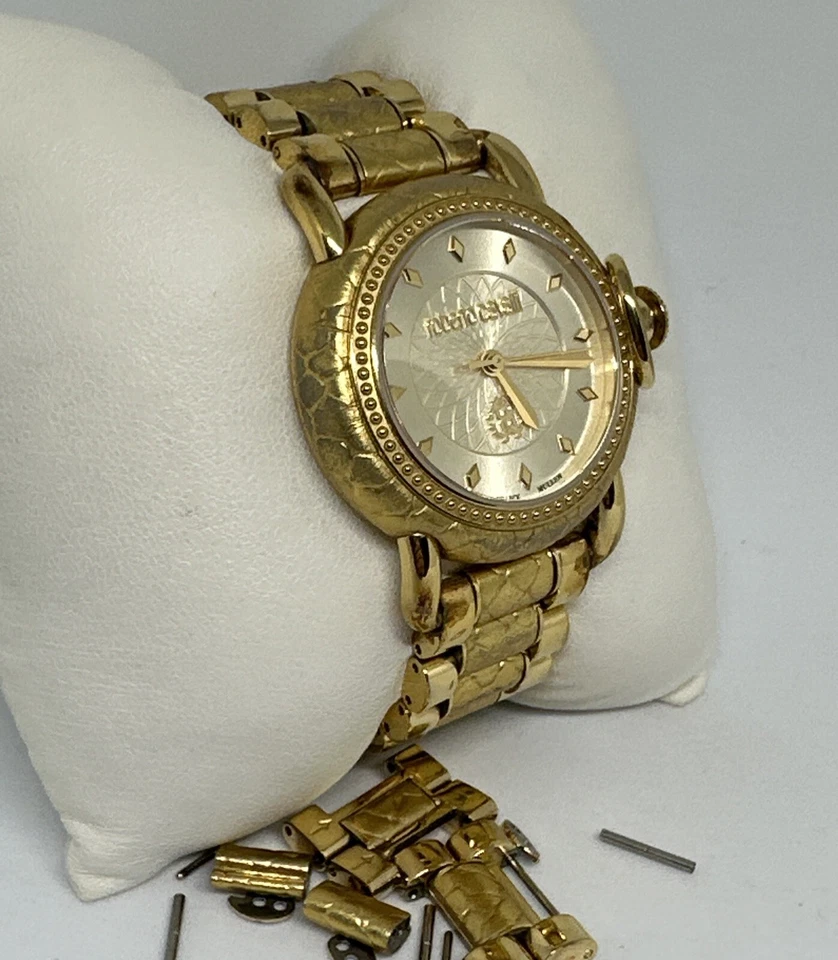 Reloj de cuarzo Roberto Cavalli 1L017 para mujer dorado acero inoxidable esfera analógica HME161 Foto 4 de 4