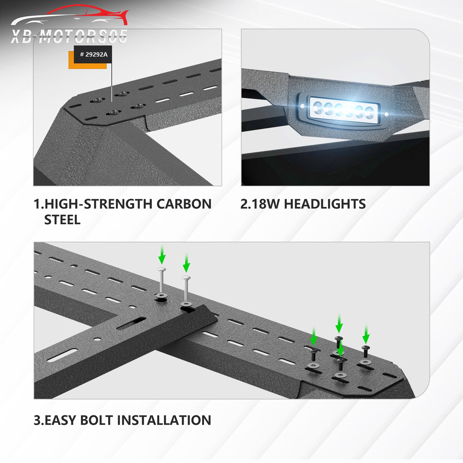 For 2020-2025 Gladiator JT With Bed Rail Full-Size 22.1" High Overland Bed Racks