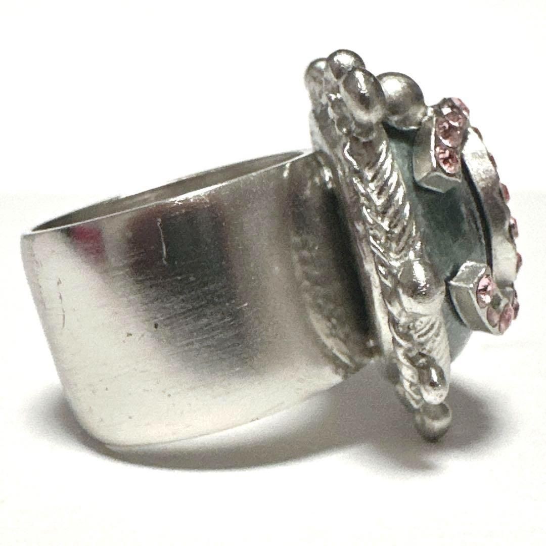 Auth CHANEL Ring Coco Mark Silver Metal Pink 13 Unisex Jewelry Vintage thumbnail 9