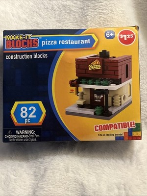 New MAKE-IT BLOCKS Pizza Restaurant Construction Set 82 pcs