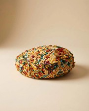 Vintage 1960s Beaded Floral Pillbox Hat Embellished Tapestry Mod Hat