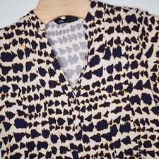 ZARA Women's Shirt Dress Mini Size M Animal Print Leopard V Neck Button Front