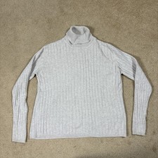 Eddie Bauer Sweater Womens Small Gray 100 Cotton Turtleneck Ribbed Knit Top