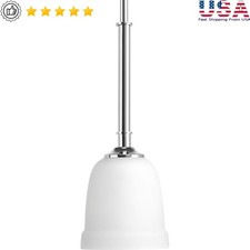 Coastal Mini Pendant Light Polished Chrome Etched Glass 1-Light Fixture New