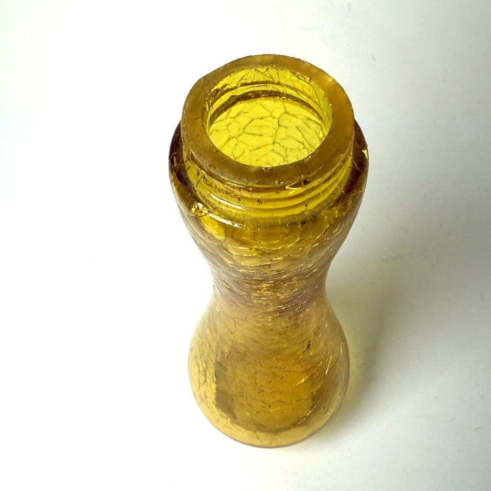 Винтажная солонка или перечница Kanawha Glass Yellow Crackle MCM 6 дюймов трудно найти - Изображение 3 из 4
