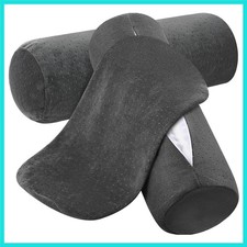 2 Pcs 18 x 6 Inches Velvet Neck Roll Pillow Cover with Zipper, Soft Bolster P...