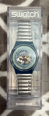 IN ORIGINAL BOX Vintage 1992 Swatch Watch Steel Lite Model GG403