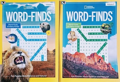 National Geographic Kid's Word-Finds Vol 1 & Vol 2 Brand New 