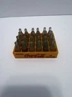 Vtg Miniature Individual Coke Bottles Case Of 24 Green/Clear Yellow Crate Toy