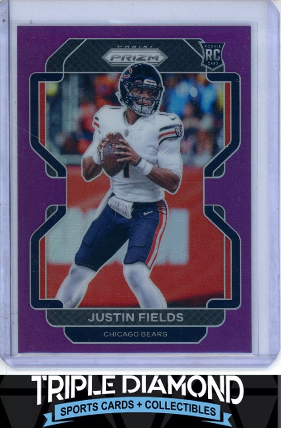 2021 Panini Prizm Justin Fields Rookie RC Purple Prizm #032/125 Bears M339