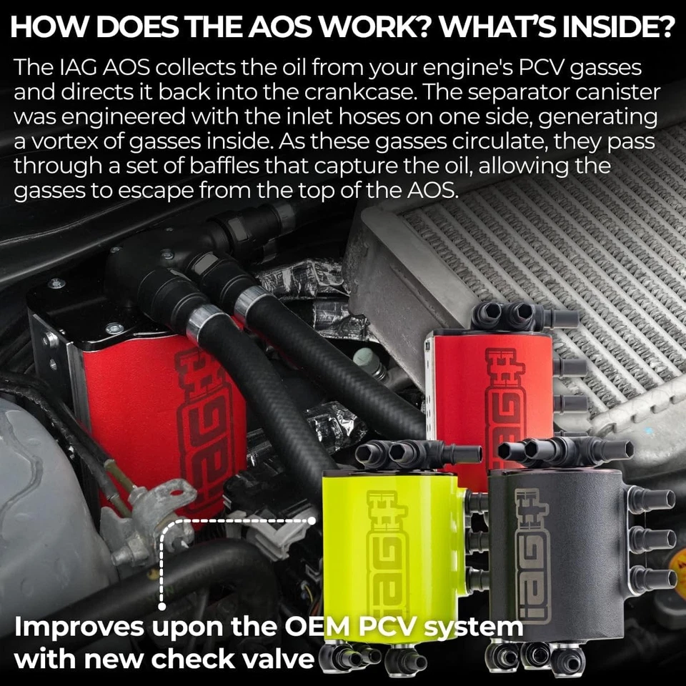 IAG Performance Air Oil Separator AOS for Subaru WRX 06-07 STi 04-07 Red Foto 2 de 4