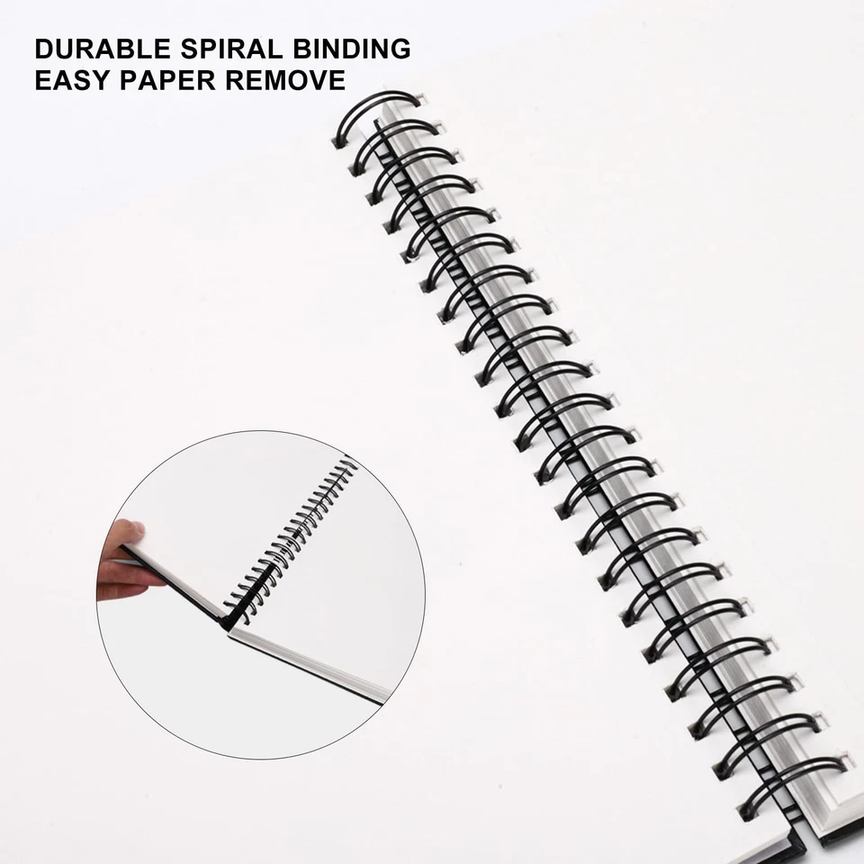 8.5x11inches Hardbound Sketch Book, Spiral Bound Sketch Pad, 80-Sheets 90gsm - Image 4 of 4
