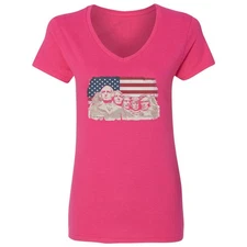 Mount Rushmore Trump-Inspired Graphic - US President Ladies' V-Neck Tshirt