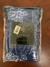 Ralph Lauren Biaritz Floral Blue Euro Pillow Sham 26" x 26" Pakistan New