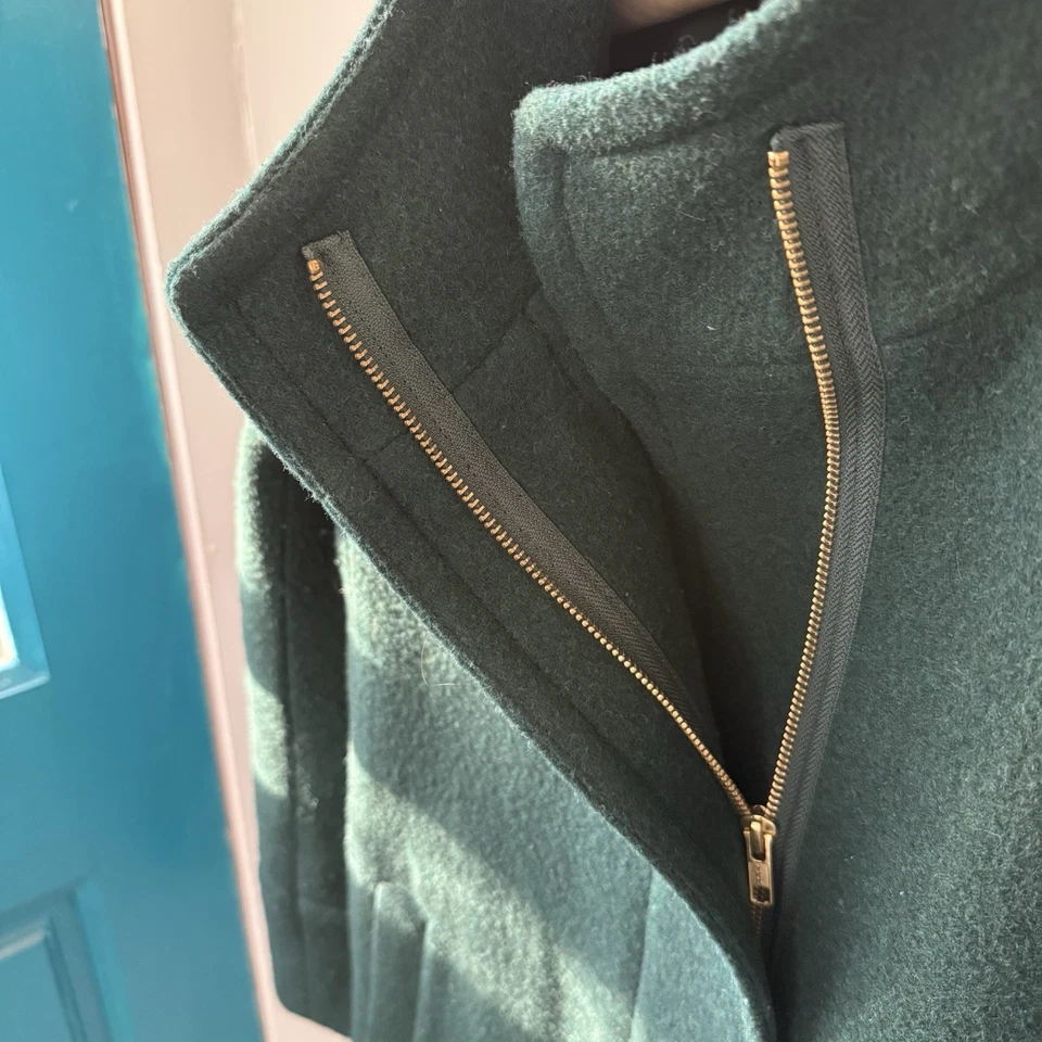 J. Casaco feminino Crew 4P verde esmeralda cidade mistura de lã totalmente forrado - Imagem 2 de 4