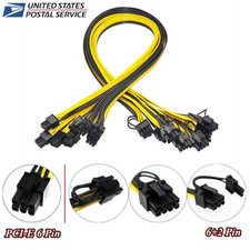 10 Pcs 50cm 6 pin to 8 pin 6 2Pin PCI-E Cable 18AWG Mining Breakout Cable USA