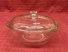 Pyrex Round Casserole 024 With Matching Knob Lid 2 Quart Clear Glass Vintage