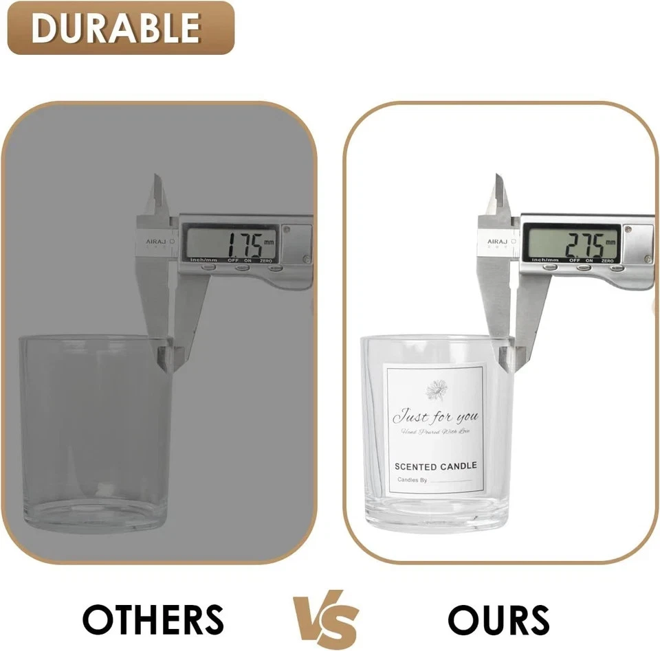 15 Pack 7 OZ Clear Candle Jars with Bamboo Lids Thick Glass Empty Jars - Image 3 of 4