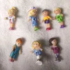 7 Vintage Bluebird Polly Pocket Dolls Lot – 2 Rare Ice Skating Dolls, Exce Cond.