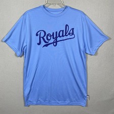 Majestic Kansas City Royals Blue Athletic T Shirt Medium Cool Base Casual NWT