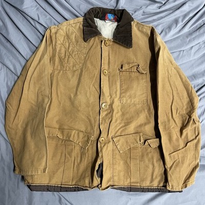 Vintage 80s Blue Bill By Redhead Canvas Hunting Jacket Corduroy Collar Gamebag L