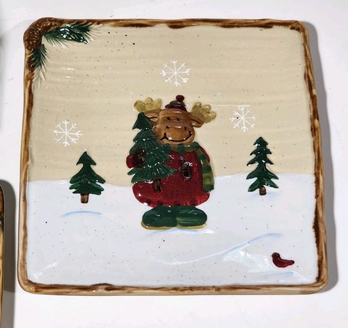 4 New St. Nicholas Square Appetizer Plates In Open Box Heartland 6.5" Christmas - Picture 6 of 9