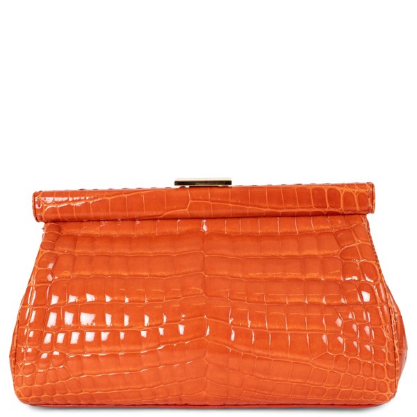 Pochette Prada Orange Croc Frame Clutch